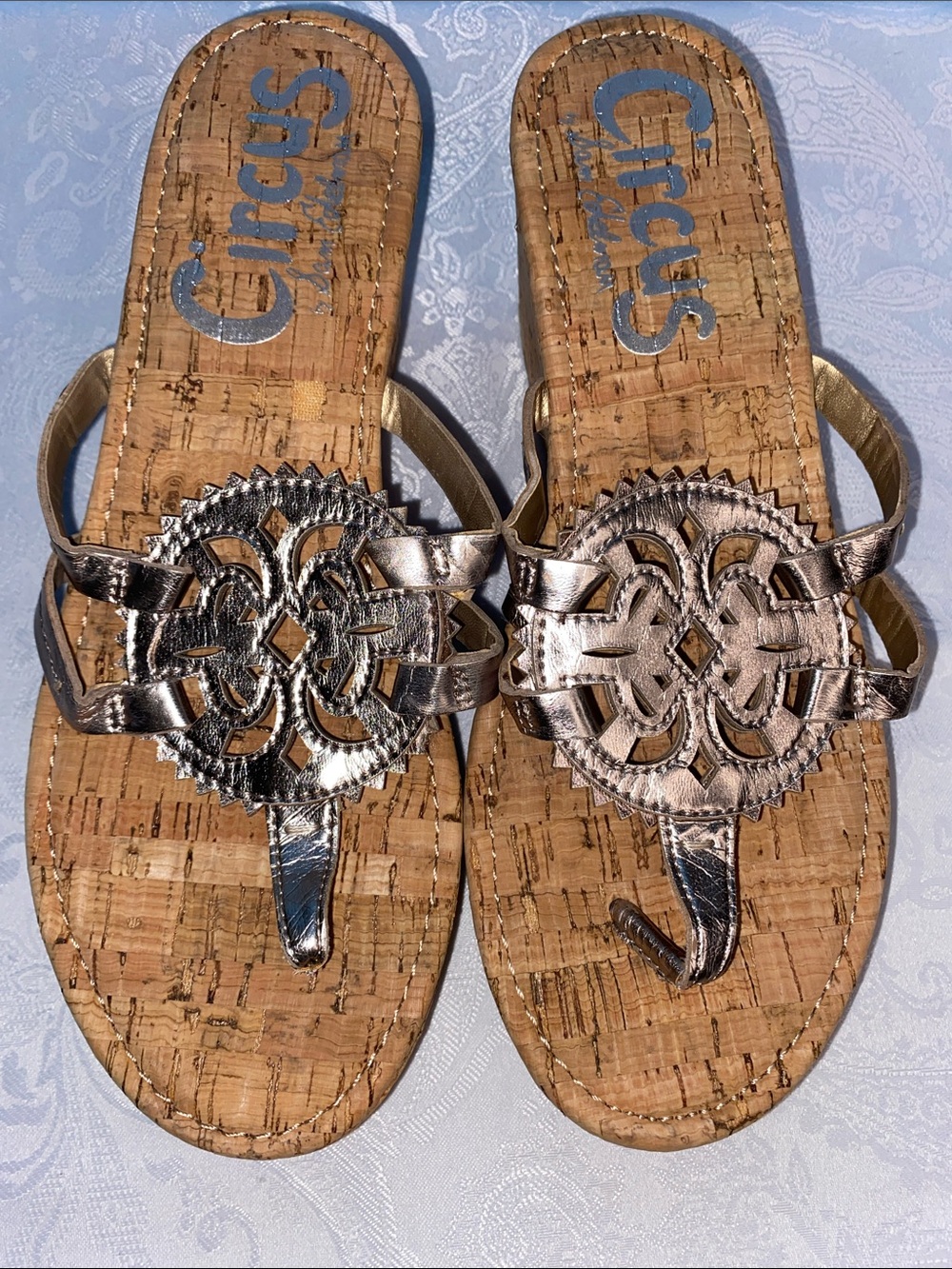 Circus by Sam Edelman Rocky Metallic Gold Wedge Sandals Size 8 NWOT